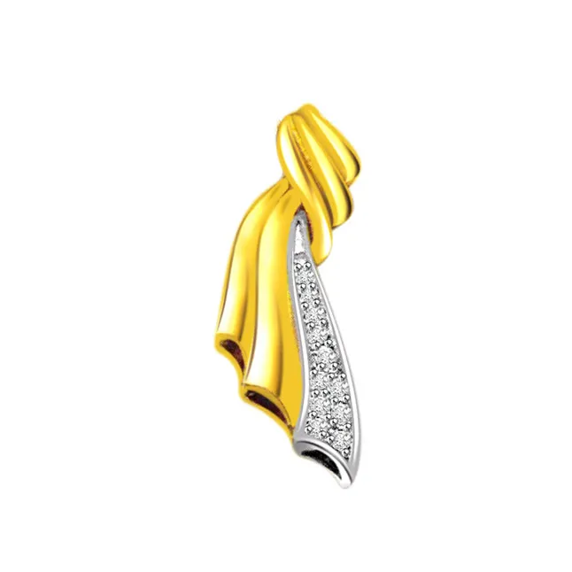 0.12cts Trendy Two Tone Real Diamond Pendant (P624)