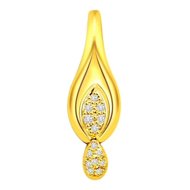 Vintage Drop - 0.14cts Drop Design 18kt Gold Fancy Real Diamond Pendant (P628)