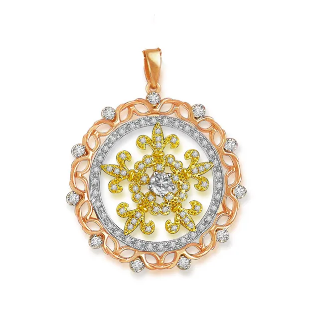 Tricolour Circle of Love - 1.00cts Real Diamond Pendant (P639)