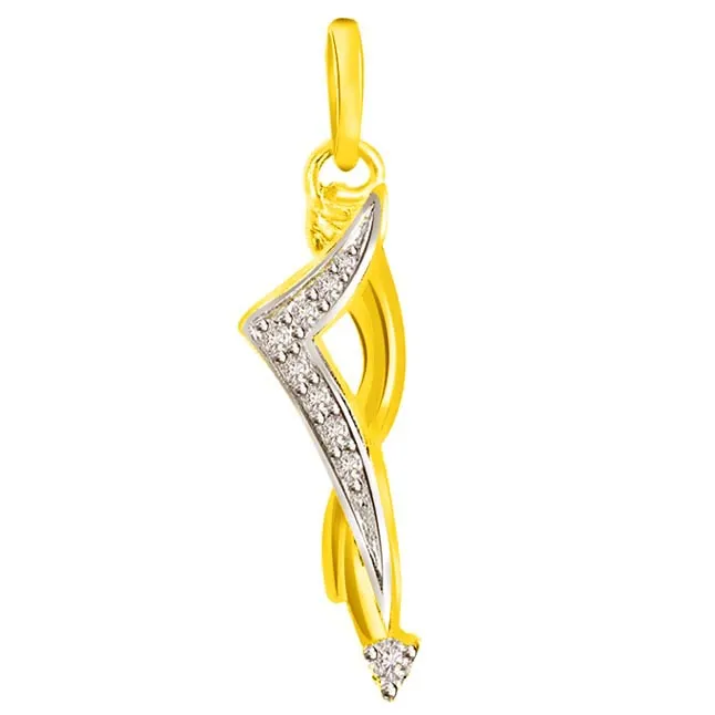 0.07cts Two Tone 18kt Real Diamond Pendant (P642)