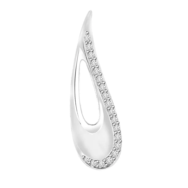 Sparkle Dew Drop - 0.10cts 14K White Gold Diamond Pendant (P645)