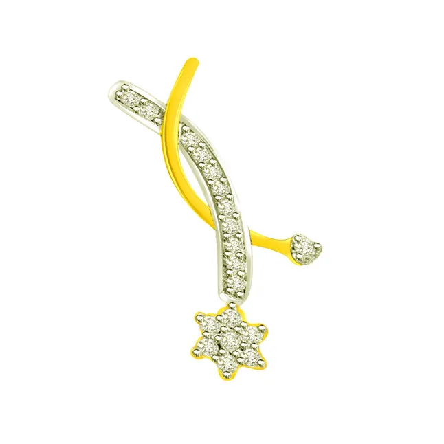 0.25cts Flower Real Diamond 18kt Yellow Gold Pendant (P648)