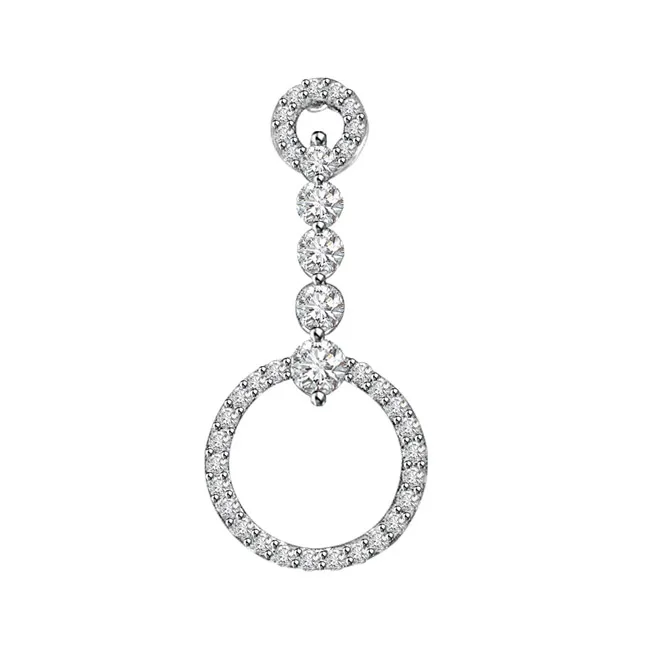 Hanging Hoop of Passion - 0.45cts Real Diamond 14kt white Gold Pendant (P653)