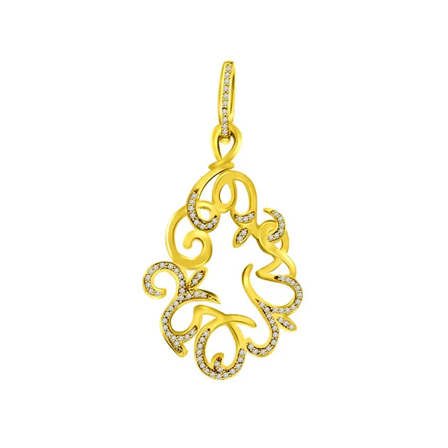 Entwining Twirls - 0.45cts Designer Real Diamond 18kt Yellow Gold Pendant (P655)