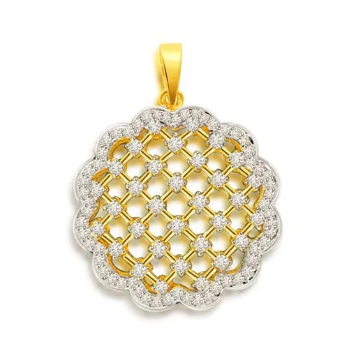 0.66cts Two Tone Flower Real Diamond Pendant (P660)