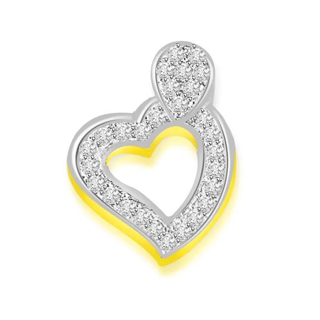 0.30cts Two Tone Heart Shape Real Diamond Pendant (P666)