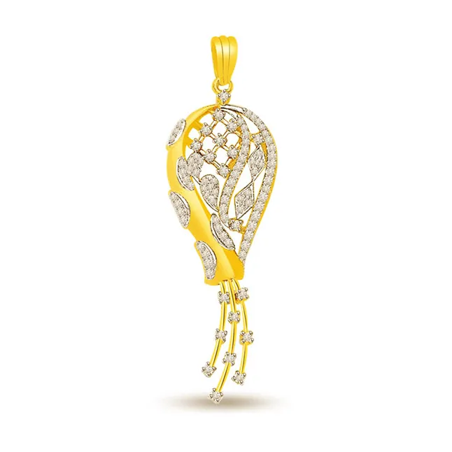 Stylish Senorita - 0.40cts Fancy Real Diamond Pendant In 18kt Yellow Gold (P687)