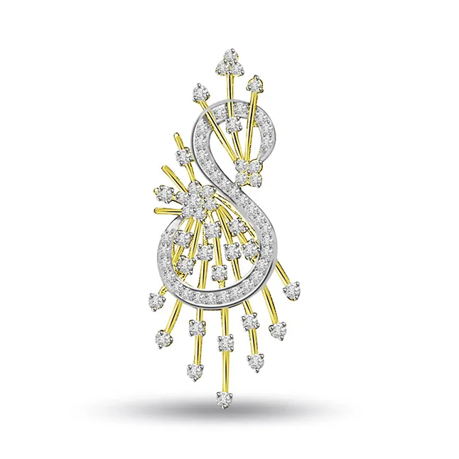 Stylish Sea Horse - S-Shape Two Tone 18kt Real Diamond Pendant (P696)