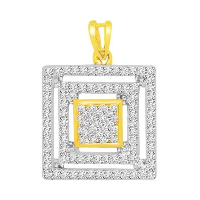 0.60cts Three Square Real Diamond Pendant (P706)