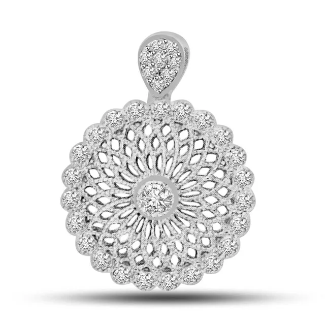 0.38cts Flower Shape White Gold Real Diamond Pendant (P712)