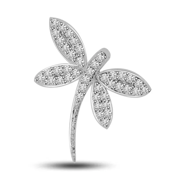 0.42cts Real Diamond 14kt White Gold Butterfly Pendant (P714)