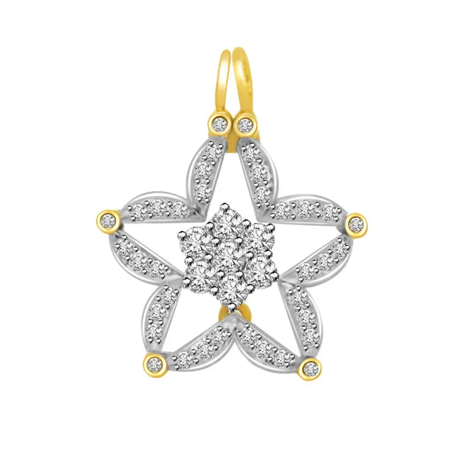 0.32cts You Are My Star Real Diamond & 18kt Yellow Gold Pendant For Your Love (P715)
