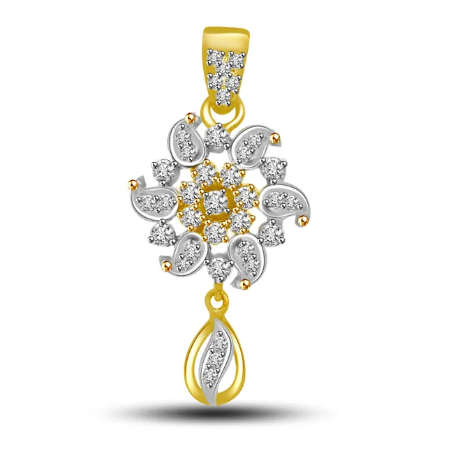 Sparkling Star - Real Diamond & 18kt Gold Pendant For Your Lady Love (P717)