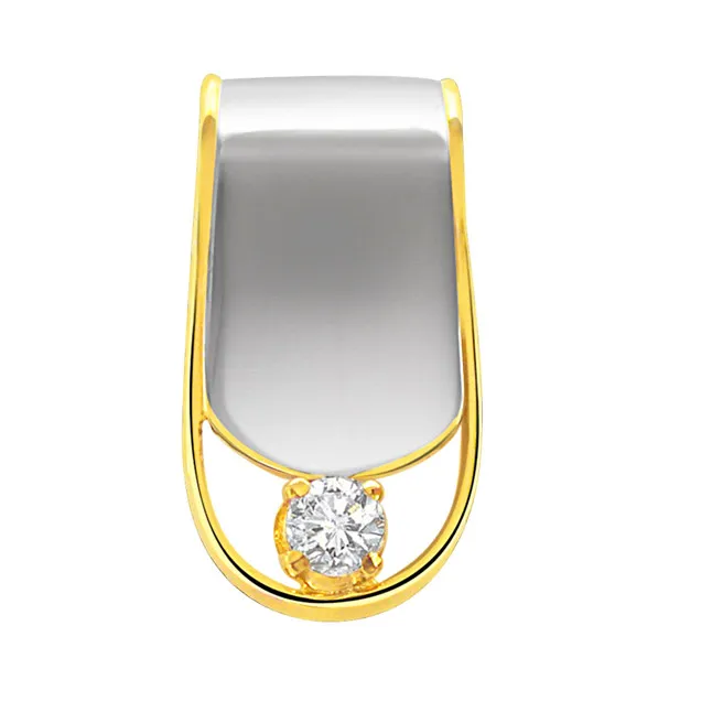 Angelic Attraction - Real Diamond Two Tone Solitaire Pendant (P72)