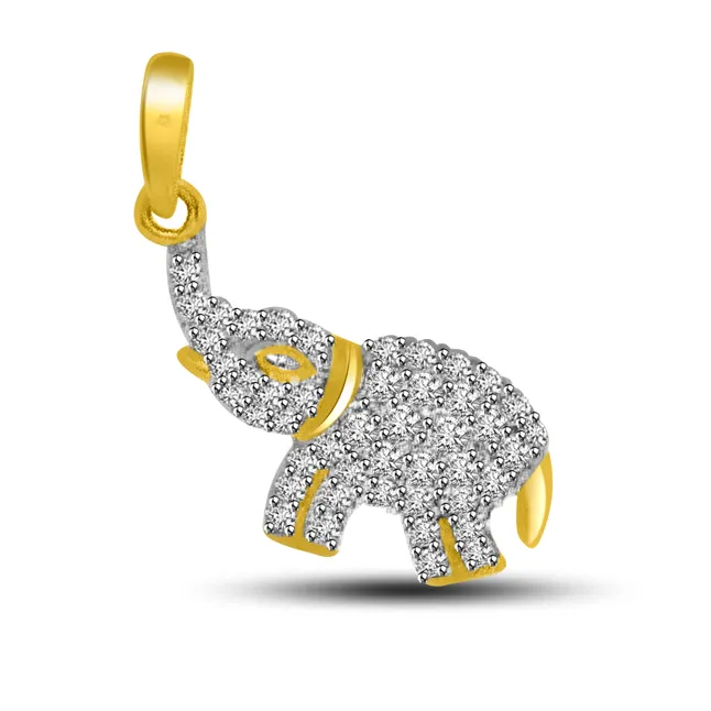 Mighty Elephant : Real Diamond & Gold Pendant (P726)