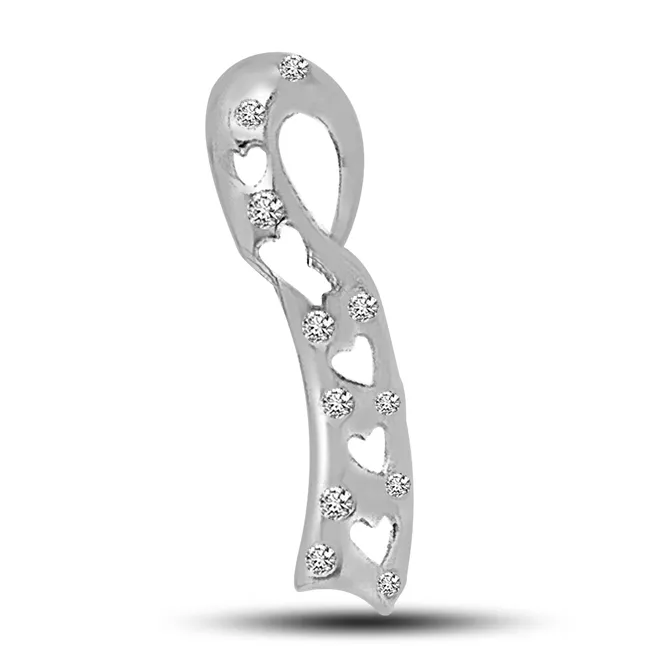 Ladder Of Desire : Real Diamond & 14kt White Gold Pendant For Your Love (P728)