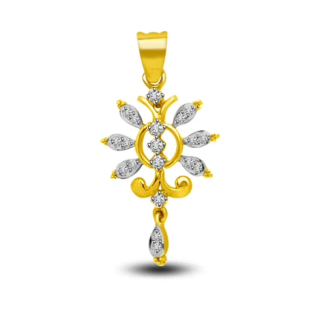 Flowery Glitter : Real Diamond & Gold Pendant for Her (P737)