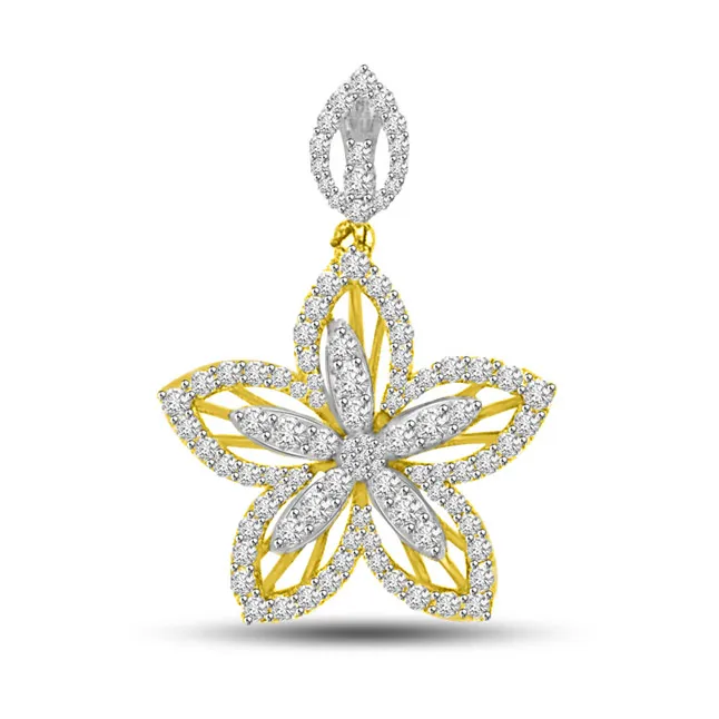 Dreamy Flower : Real Diamond & Gold Pendant for Her (P738)