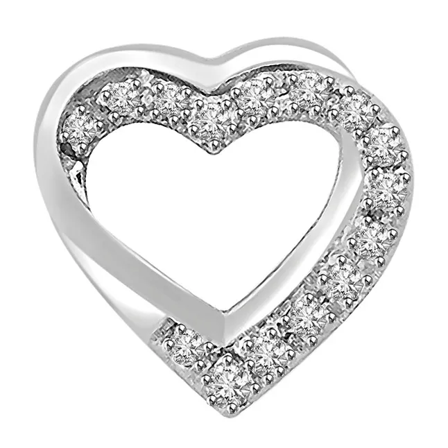 0.10 TCW Double Heart Shaped Real Diamond Pendant in 14kt White Gold (P758)