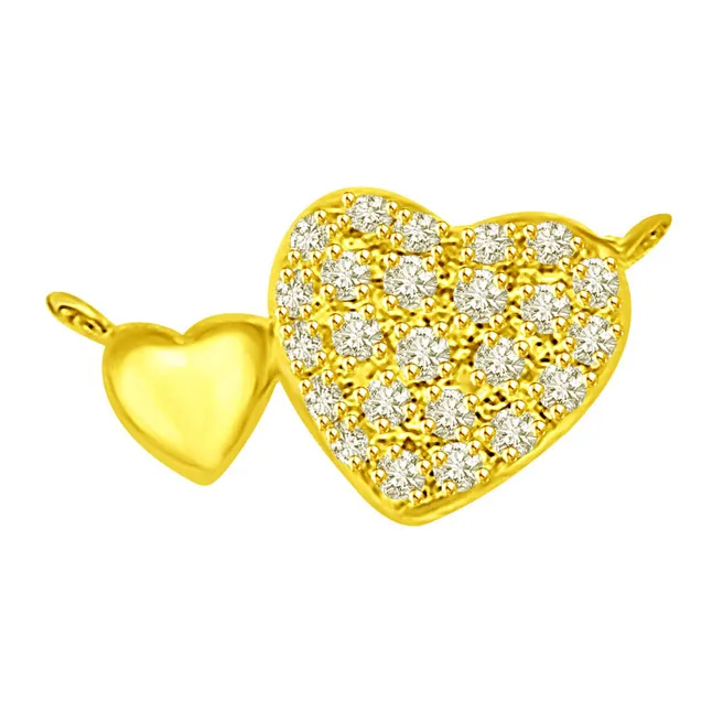 You & Me Lovey Dovey Twin Heart Real Diamond Pendant in 18kt Yellow Gold (P786)