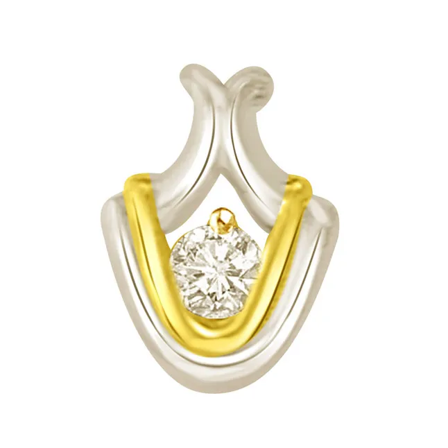 Two Tone Solitaire Real Diamond Pendant for Your Love (P794)