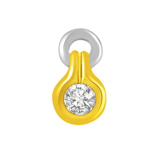 Key to Your Heart Two Tone Diamond Pendants for Her -Solitaire