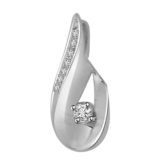 Style & Substance Solitaire Real Diamond Pendant in 14kt White Gold (P798)