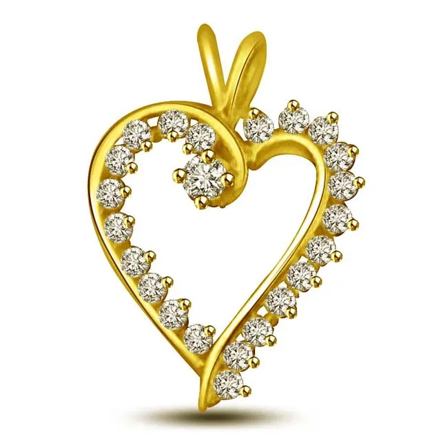 0.25cts Clean White Real Diamond Heart Pendant Only for My Love (P827)