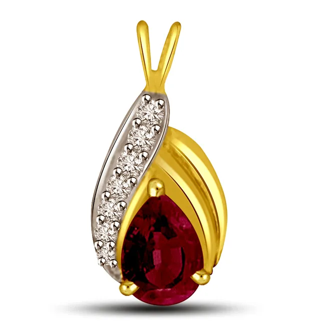 Real Diamond & Red Ruby Pendant (P828)