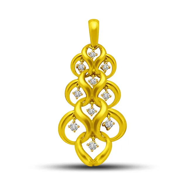 RAIN DROP - Real Diamond Pendant in 18kt Yellow Gold (P834)