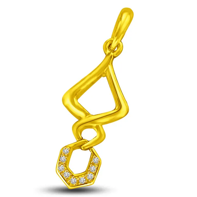 Twisted Wish 0.06cts 18kt Yellow Gold & Real Diamond Pendant for My Delicate Love (P862)