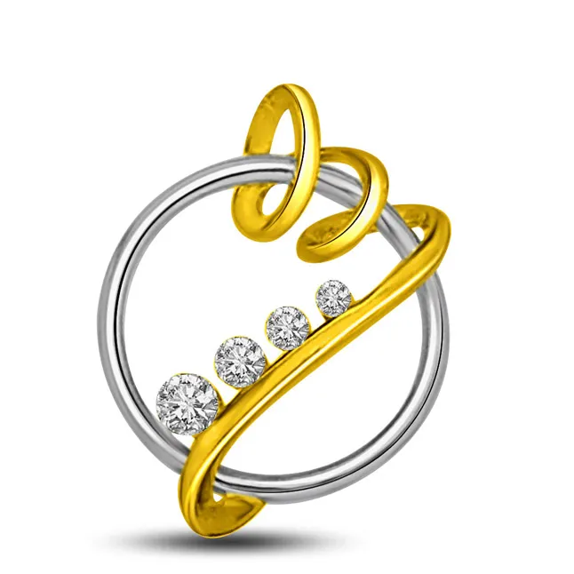 Stunning Round diamond Pendants in two tone gold