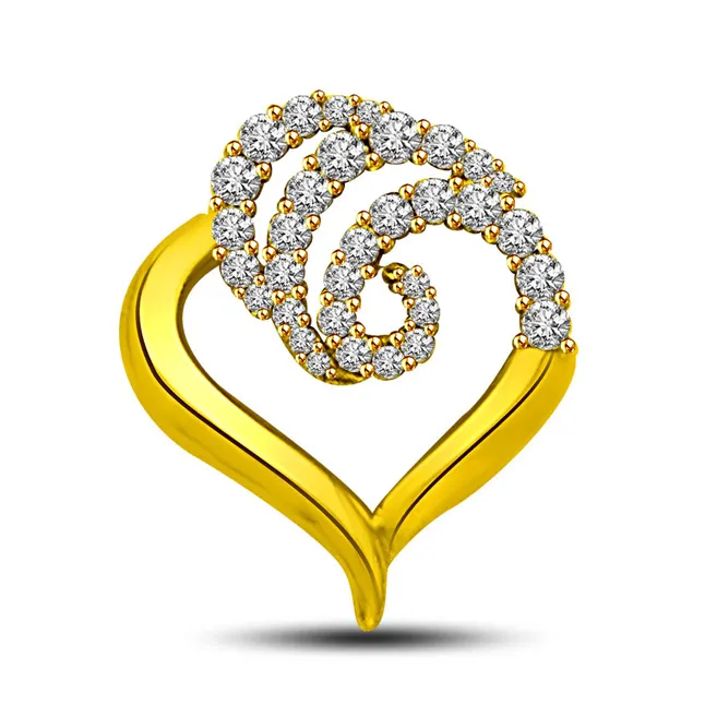 Curves of Diamonds Across Your Heart - 0.37 TCW Heart Pendant (P924)