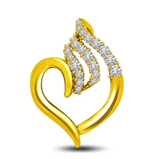 0.25 TCW Elegant Real Diamond and 18kt Yellow Gold Heart Pendant (P925)