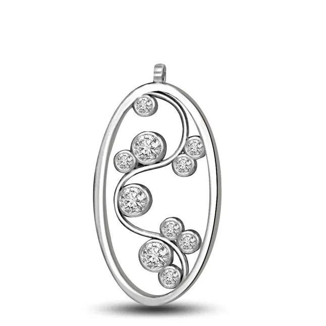 0.15 TCW Oval Sahped Real Diamond Pendant in 14kt White Gold (P926)