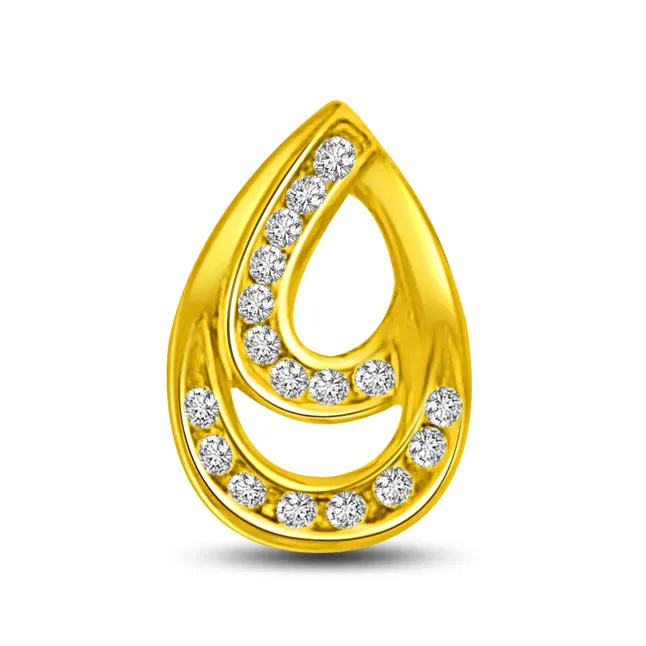 0.17 TCW Real Diamond Drop Shaped Pendant in 18kt Yellow Gold (P935)
