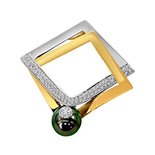 Graceful Demeanor - Real Diamond & Tahitian Pearl Pendant (P94)