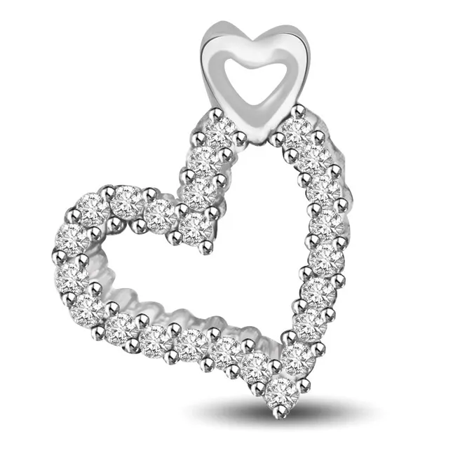 Love is Sublime White Gold Real Diamond Heart Pendant (P942)