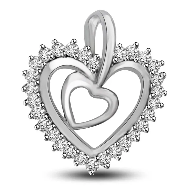 You Are my Passion White Gold Diamond Heart Pendant (P944)