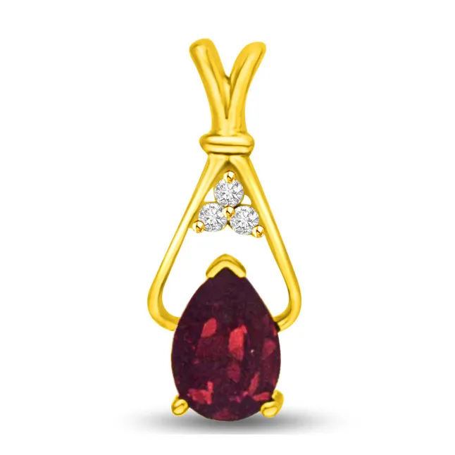 Real Diamond & Ruby Pendant (P960)