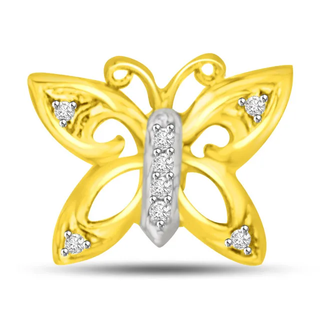 0.08cts Real Diamond Butterfly Pendant for My Beloved (P969)