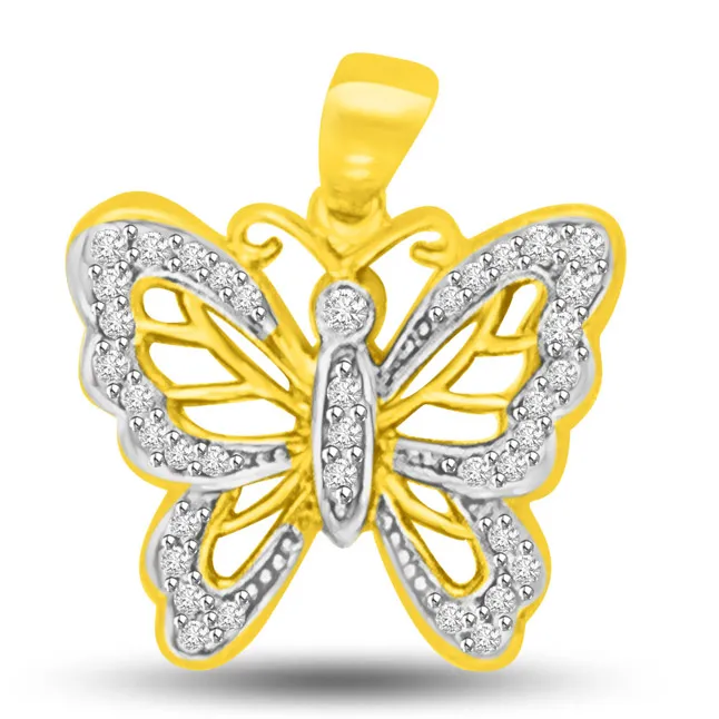 0.20CT Gold & Diamond Butterfly Pendants for Love -Teenage
