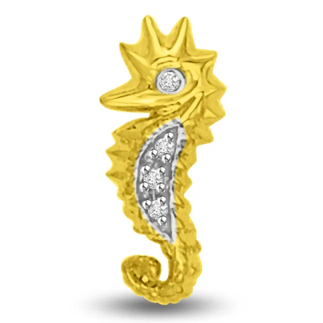 Sea Horse : Symbol of Strength & Power Gold Pendant (P977)