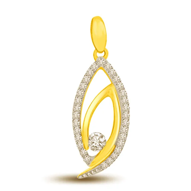 0.20cts Two Tone Real Diamond & Gold Pendant for My Love (P978)