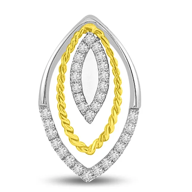 0.22cts Two Tone Real Diamond & Gold Pendant for My Princess (P979)
