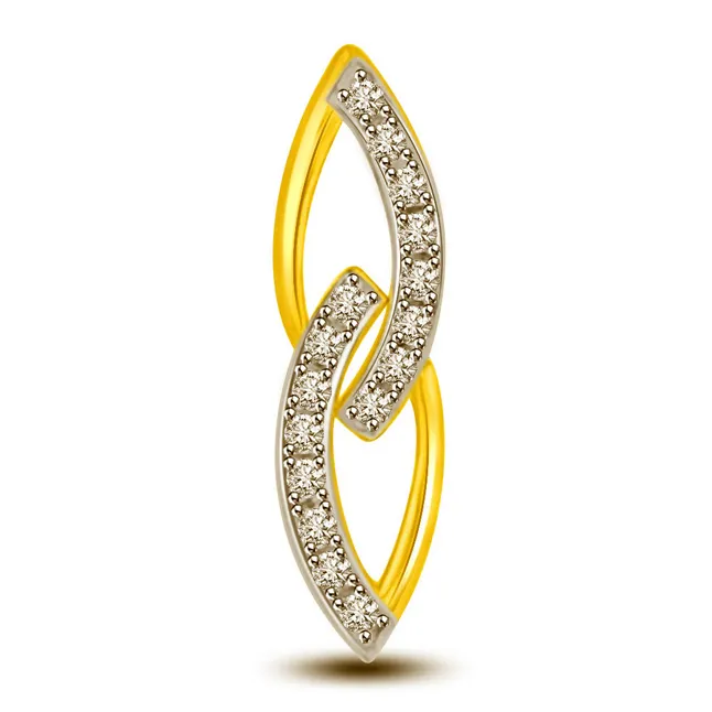 Loving & Living Together Two Tone Real Diamond & Gold Pendant (P981)