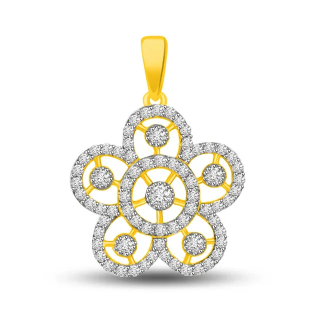 Petals of Life 0.30cts Two Tone Real Diamond & Gold Pendant (P983)