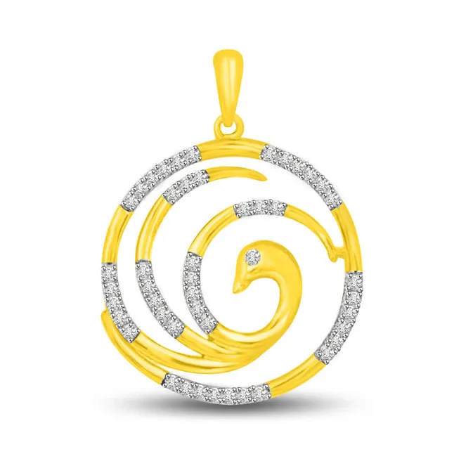 Wheels of Fortune Two Tone 18kt Yellow Gold & Real Diamond Pendant (P984)