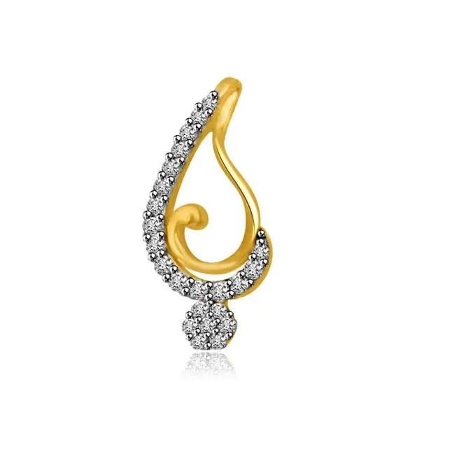 0.17cts Two Tone 18kt Real Diamond & Gold Lovely Pendant (P987)
