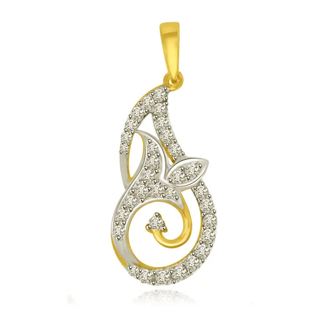 You Are My Hearts Desire Two Tone Gold & Real Diamond Pendant (P993)